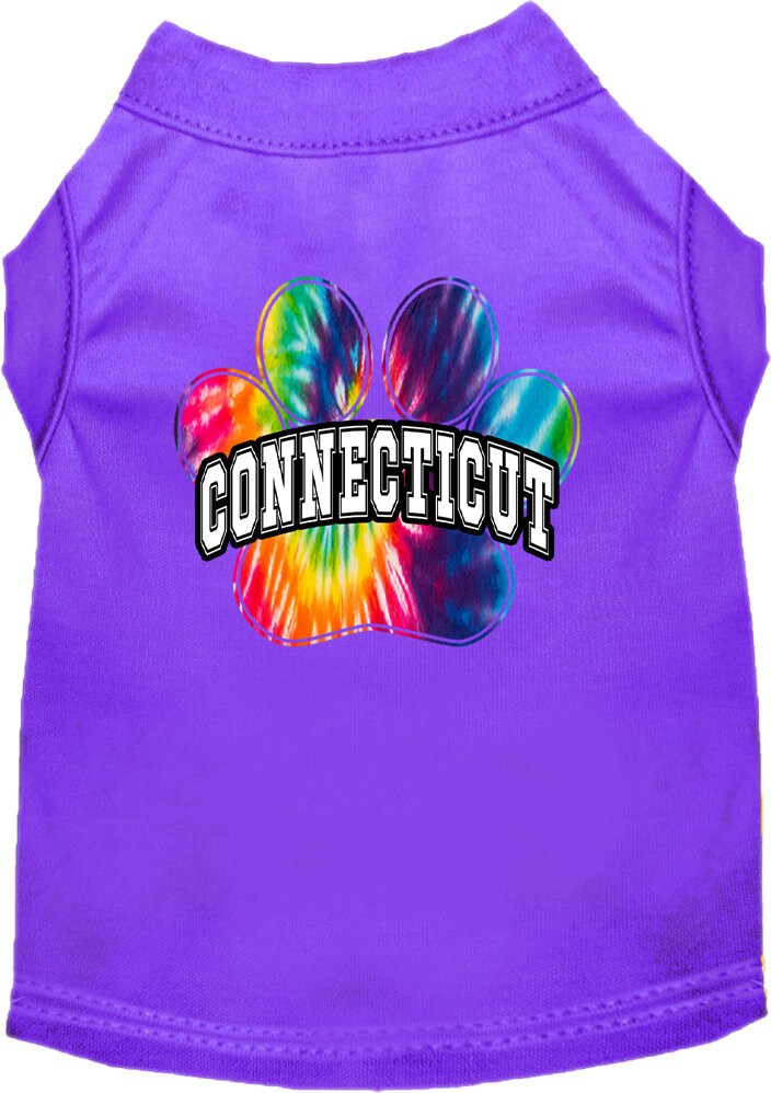 Camisa serigrafiada para perros y gatos para mascotas medianas y grandes (tallas 2XL-6XL), "Connecticut Bright Tie Dye"