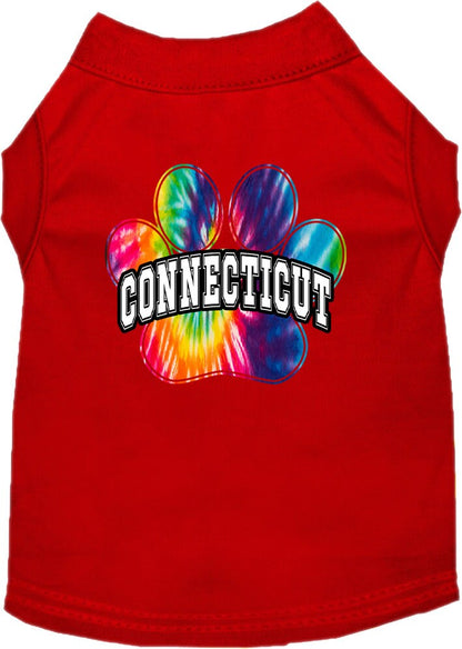 Camisa serigrafiada para perros y gatos para mascotas medianas y grandes (tallas 2XL-6XL), "Connecticut Bright Tie Dye"