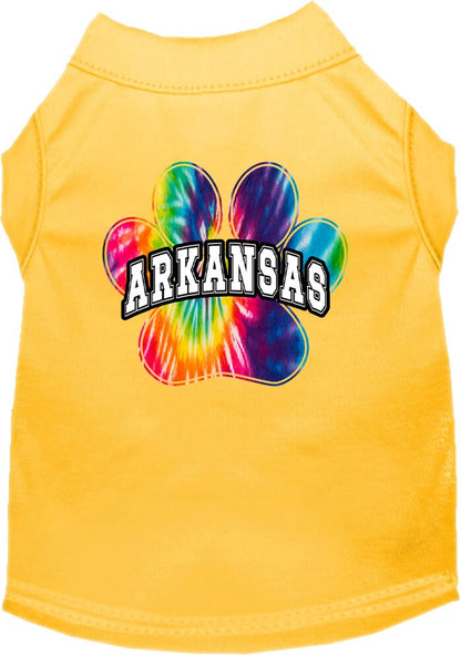 Camisa serigrafiada para perros y gatos para mascotas medianas y grandes (tallas 2XL-6XL), "Arkansas Bright Tie Dye"