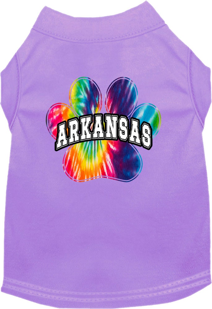 Camisa serigrafiada para perros y gatos para mascotas medianas y grandes (tallas 2XL-6XL), "Arkansas Bright Tie Dye"