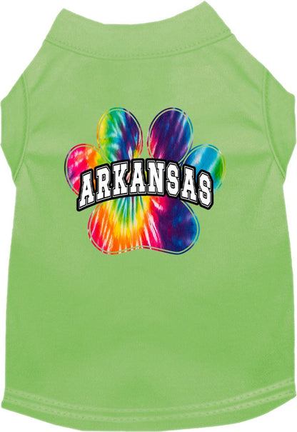 Camisa serigrafiada para perros y gatos para mascotas medianas y grandes (tallas 2XL-6XL), "Arkansas Bright Tie Dye"