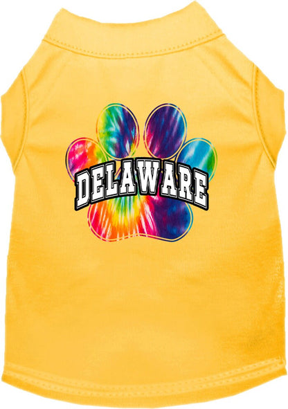 Pet Dog & Cat Screen Printed Shirt for Small to Medium Pets (Sizes XS-XL), "Delaware Bright Tie Dye"