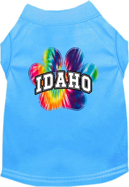 Camisa serigrafiada para perros y gatos, para mascotas pequeñas y medianas (tallas XS a XL), "Idaho Bright Tie Dye"