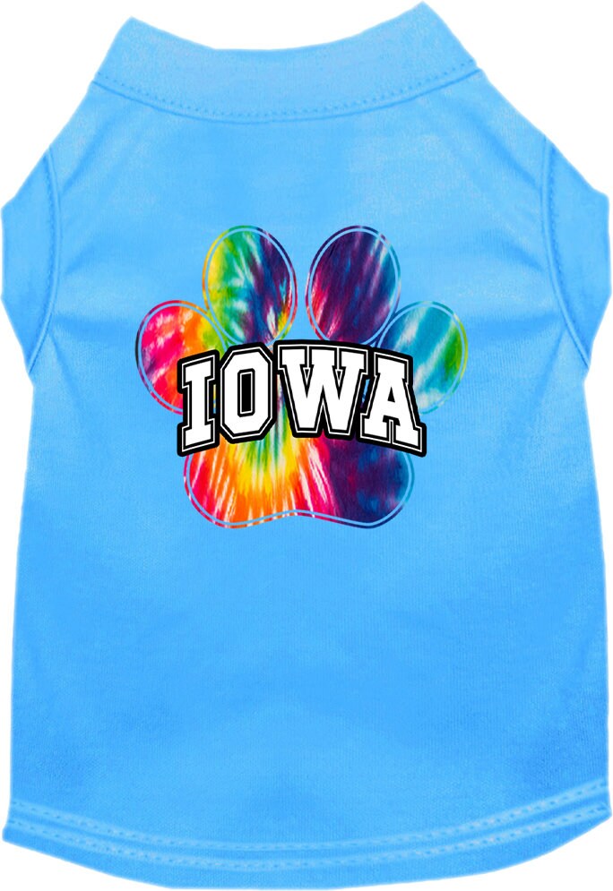 Camisa serigrafiada para perros y gatos para mascotas pequeñas y medianas (tallas XS a XL), "Iowa Bright Tie Dye"