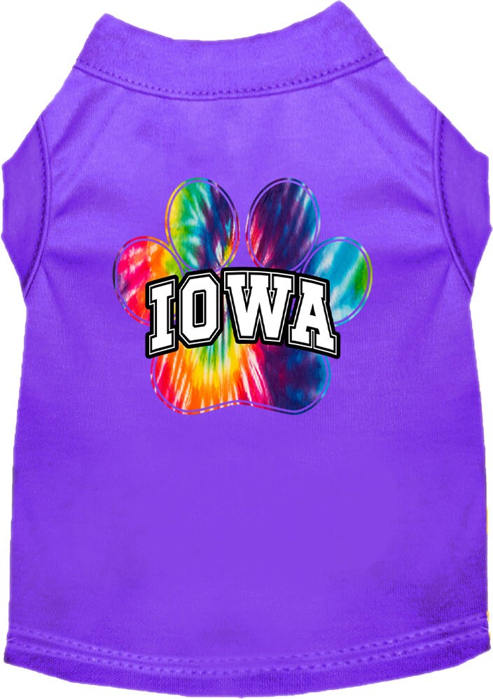 Camisa serigrafiada para perros y gatos para mascotas pequeñas y medianas (tallas XS a XL), "Iowa Bright Tie Dye"