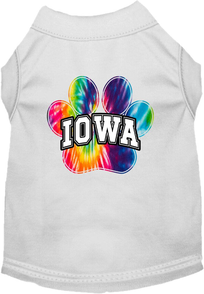 Camisa serigrafiada para perros y gatos para mascotas pequeñas y medianas (tallas XS a XL), "Iowa Bright Tie Dye"