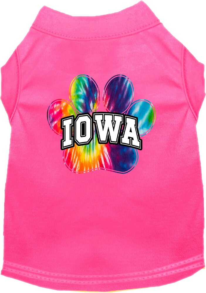 Camisa serigrafiada para perros y gatos para mascotas pequeñas y medianas (tallas XS a XL), "Iowa Bright Tie Dye"