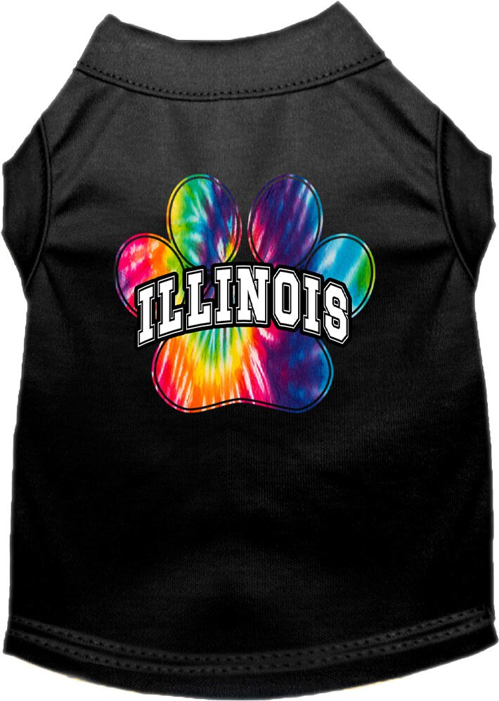 Camisa serigrafiada para perros y gatos para mascotas pequeñas y medianas (tallas XS a XL), "Illinois Bright Tie Dye"