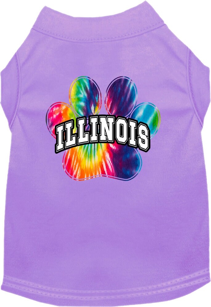 Camisa serigrafiada para perros y gatos para mascotas pequeñas y medianas (tallas XS a XL), "Illinois Bright Tie Dye"