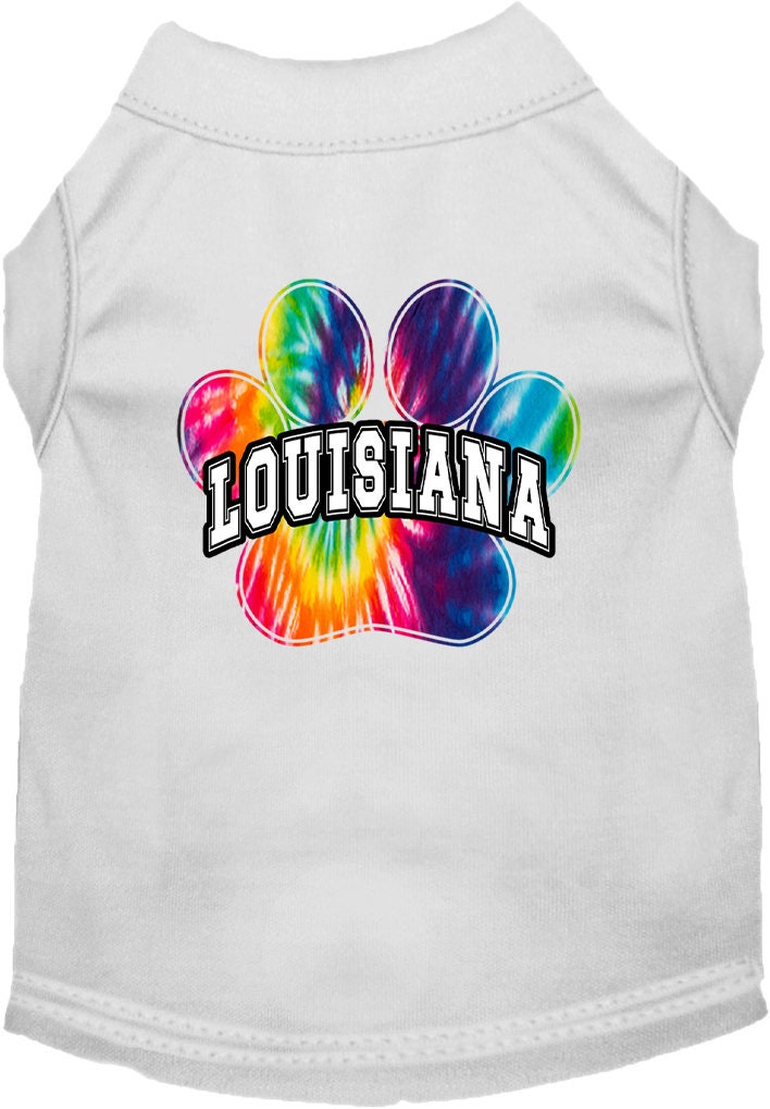 Camisa serigrafiada para perros y gatos para mascotas pequeñas y medianas (tallas XS a XL), "Louisiana Bright Tie Dye"