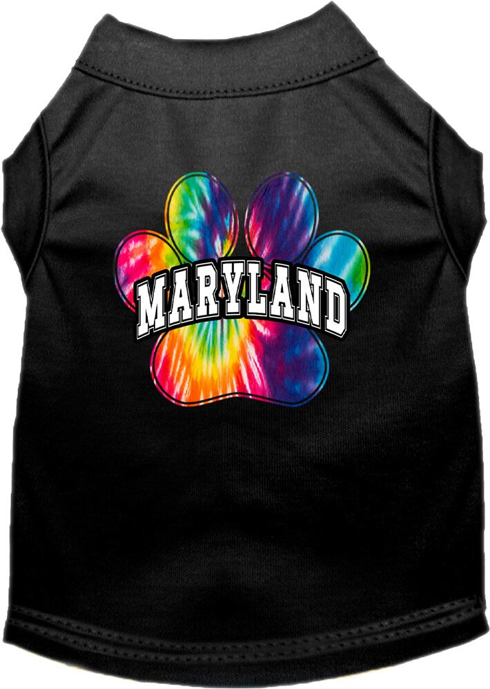 Camisa serigrafiada para perros y gatos, para mascotas pequeñas y medianas (tallas XS a XL), "Maryland Bright Tie Dye"