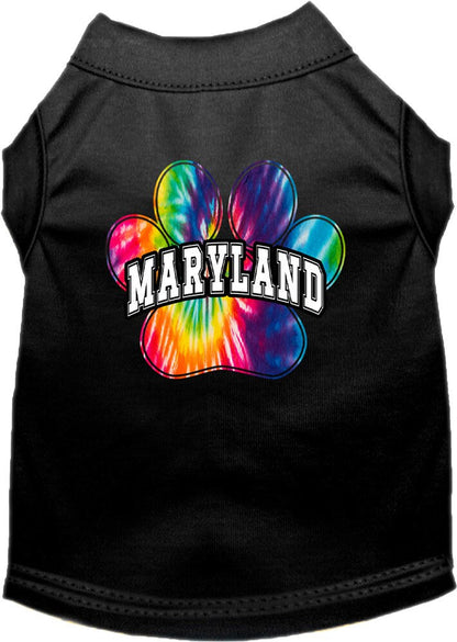 Camisa serigrafiada para perros y gatos, para mascotas pequeñas y medianas (tallas XS a XL), "Maryland Bright Tie Dye"