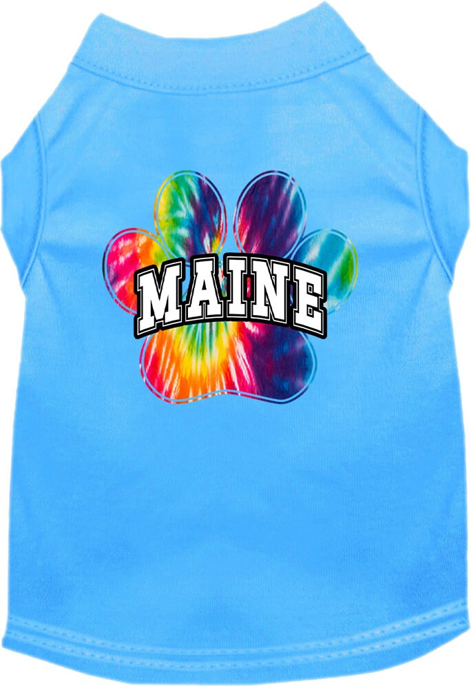 Camisa serigrafiada para perros y gatos para mascotas pequeñas y medianas (tallas XS a XL), "Maine Bright Tie Dye"