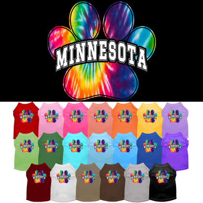 Camiseta serigrafiada para perros y gatos, para mascotas pequeñas y medianas (tallas XS a XL), "Minnesota Bright Tie Dye"