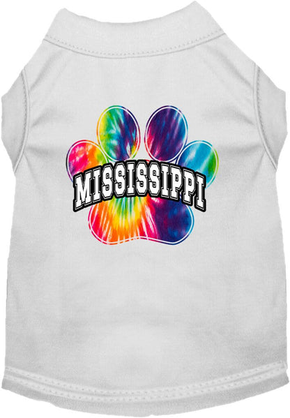 Camisa serigrafiada para perros y gatos para mascotas pequeñas y medianas (tallas XS a XL), "Mississippi Bright Tie Dye"