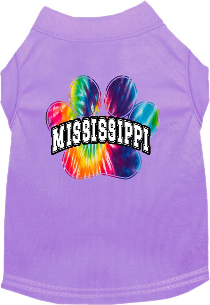 Camisa serigrafiada para perros y gatos para mascotas pequeñas y medianas (tallas XS a XL), "Mississippi Bright Tie Dye"