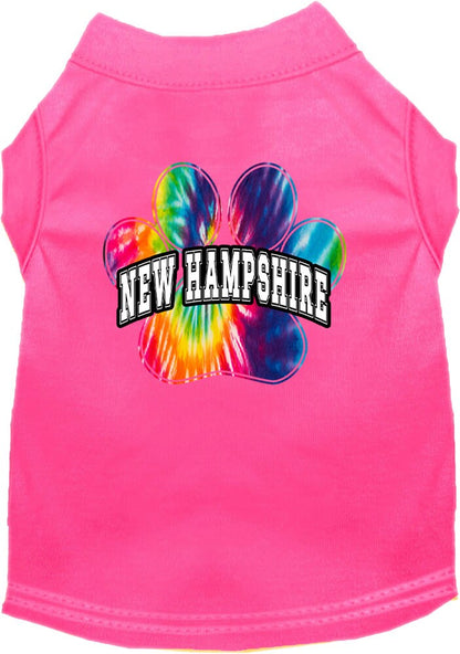 Camisa serigrafiada para perros y gatos, para mascotas pequeñas y medianas (tallas XS a XL), "New Hampshire Bright Tie Dye"