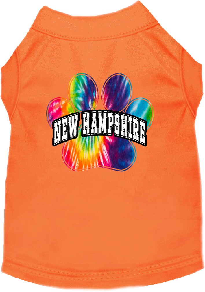 Camisa serigrafiada para perros y gatos, para mascotas pequeñas y medianas (tallas XS a XL), "New Hampshire Bright Tie Dye"