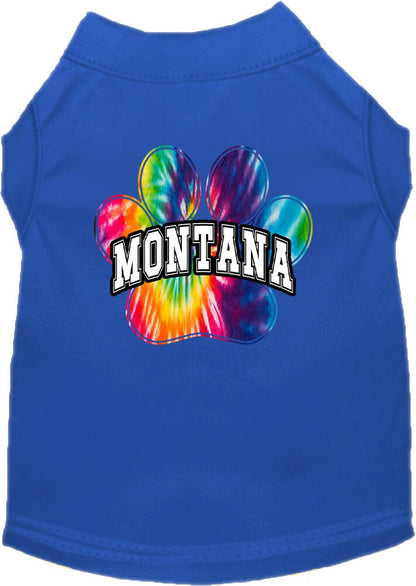 Camisa serigrafiada para perros y gatos para mascotas pequeñas y medianas (tallas XS a XL), "Montana Bright Tie Dye"