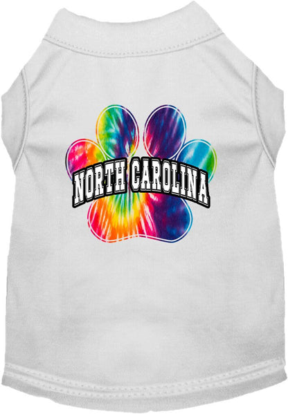 Camisa serigrafiada para perros y gatos para mascotas pequeñas y medianas (tallas XS a XL), "North Carolina Bright Tie Dye"