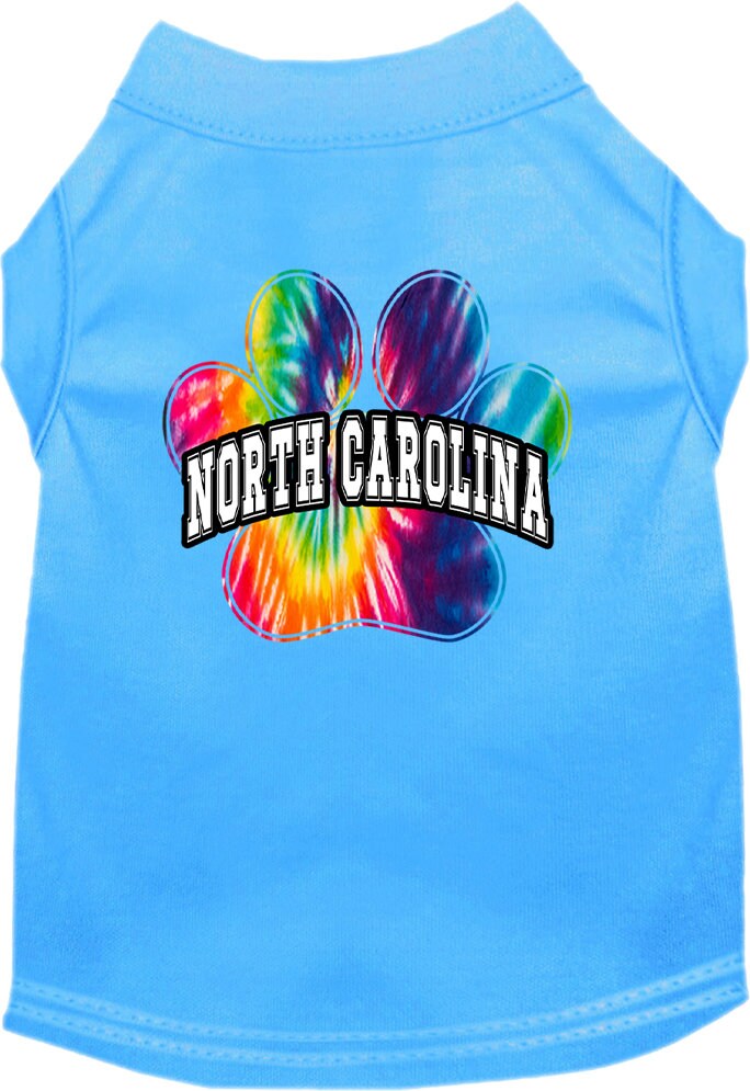 Camisa serigrafiada para perros y gatos para mascotas pequeñas y medianas (tallas XS a XL), "North Carolina Bright Tie Dye"