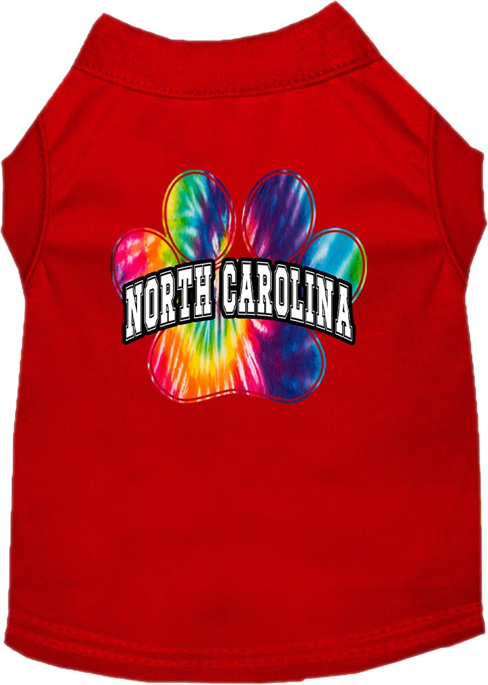 Pet Dog & Cat Screen Printed Shirt for Medium to Large Pets (Sizes 2XL-6XL), "North Carolina Bright Tie Dye"