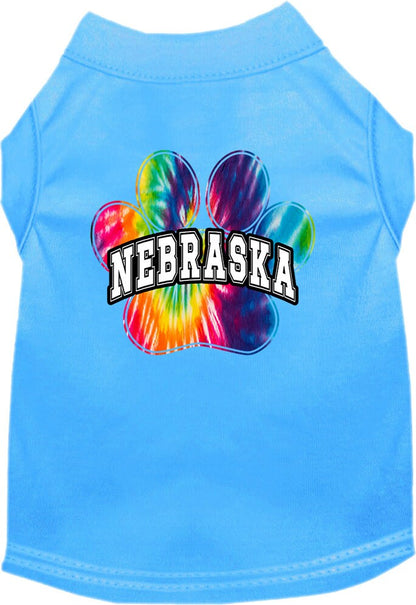 Pet Dog & Cat Screen Printed Shirt for Medium to Large Pets (Sizes 2XL-6XL), "Nebraska Bright Tie Dye"