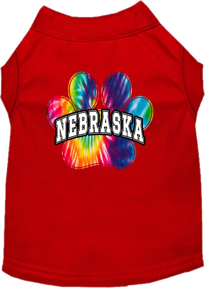 Pet Dog & Cat Screen Printed Shirt for Medium to Large Pets (Sizes 2XL-6XL), "Nebraska Bright Tie Dye"