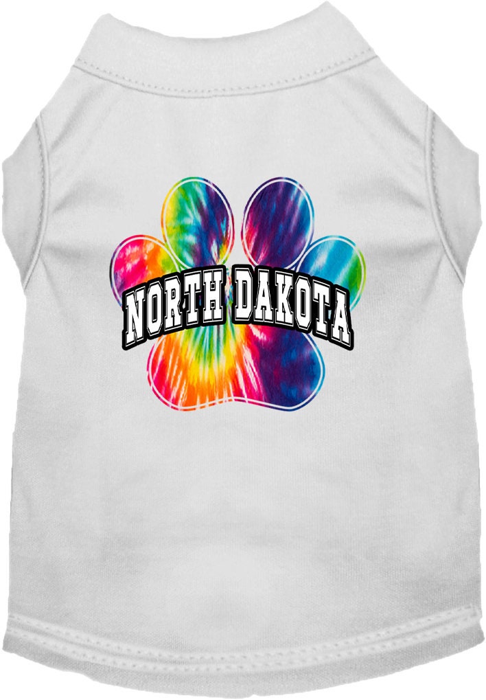 Camisa serigrafiada para perros y gatos, para mascotas pequeñas y medianas (tallas XS a XL), "North Dakota Bright Tie Dye"