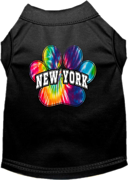 Camisa serigrafiada para perros y gatos para mascotas pequeñas y medianas (tallas XS a XL), "New York Bright Tie Dye"