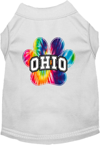 Camiseta serigrafiada para perros y gatos, para mascotas pequeñas y medianas (tallas XS a XL), "Ohio Bright Tie Dye"