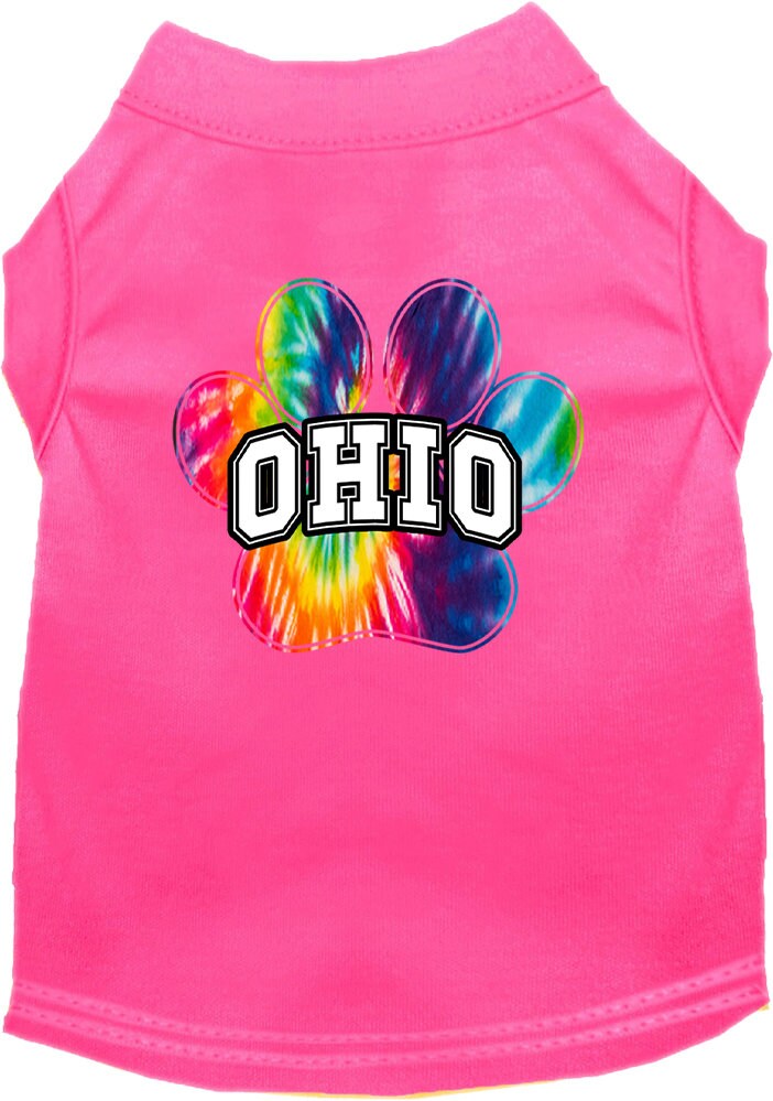 Camiseta serigrafiada para perros y gatos, para mascotas pequeñas y medianas (tallas XS a XL), "Ohio Bright Tie Dye"