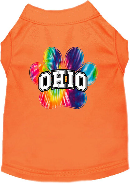 Camiseta serigrafiada para perros y gatos, para mascotas pequeñas y medianas (tallas XS a XL), "Ohio Bright Tie Dye"