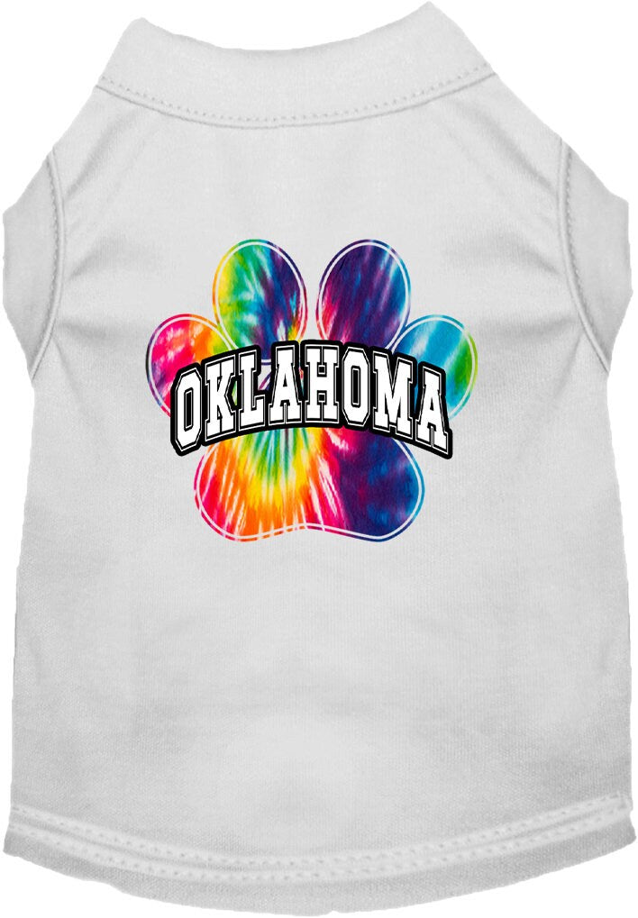 Camiseta serigrafiada para perros y gatos, para mascotas pequeñas y medianas (tallas XS a XL), "Oklahoma Bright Tie Dye"