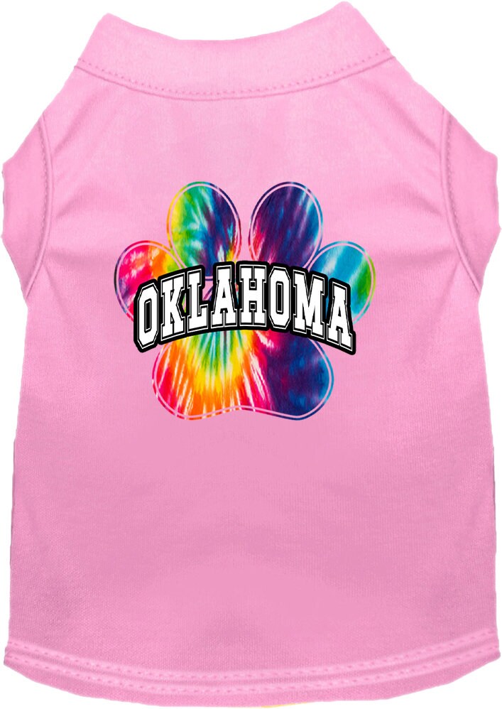 Camiseta serigrafiada para perros y gatos, para mascotas pequeñas y medianas (tallas XS a XL), "Oklahoma Bright Tie Dye"