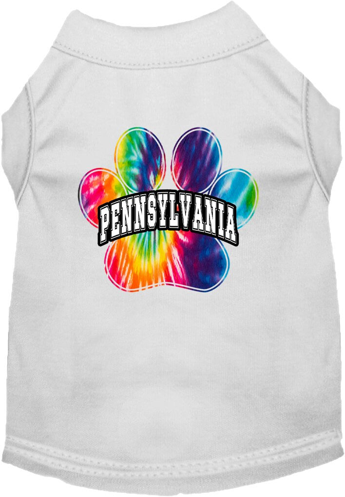 Camisa serigrafiada para perros y gatos, para mascotas pequeñas y medianas (tallas XS a XL), "Pennsylvania Bright Tie Dye"