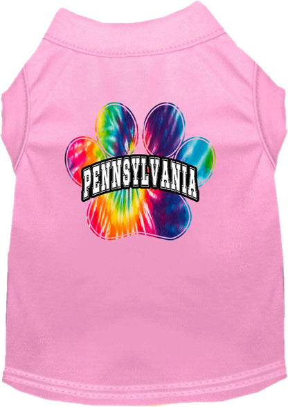 Camisa serigrafiada para perros y gatos, para mascotas pequeñas y medianas (tallas XS a XL), "Pennsylvania Bright Tie Dye"