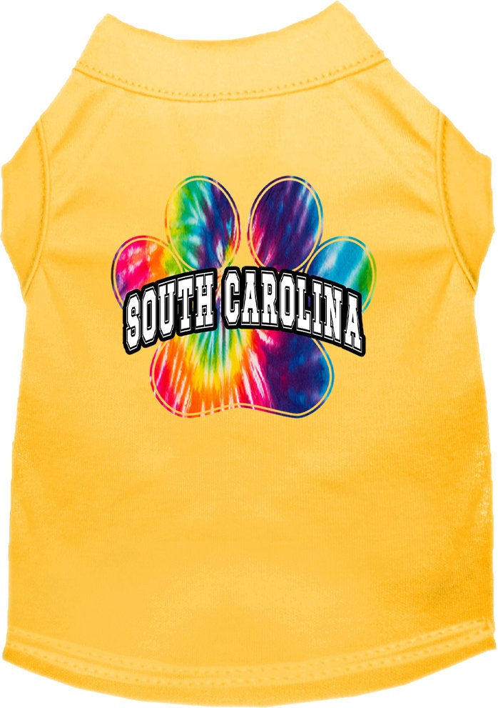 Camisa serigrafiada para perros y gatos para mascotas pequeñas y medianas (tallas XS a XL), "South Carolina Bright Tie Dye"