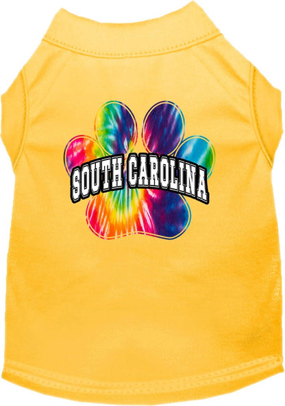 Pet Dog & Cat Screen Printed Shirt for Medium to Large Pets (Sizes 2XL-6XL), "South Carolina Bright Tie Dye"