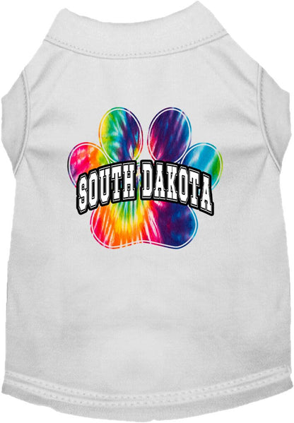 Camisa serigrafiada para perros y gatos, para mascotas pequeñas y medianas (tallas XS a XL), "South Dakota Bright Tie Dye"