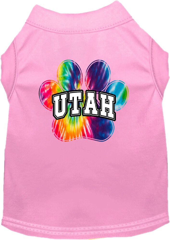 Camiseta serigrafiada para perros y gatos, para mascotas pequeñas y medianas (tallas XS a XL), "Utah Bright Tie Dye"