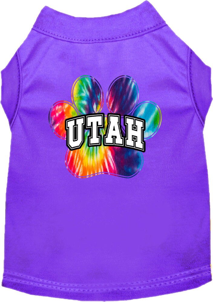 Camiseta serigrafiada para perros y gatos, para mascotas pequeñas y medianas (tallas XS a XL), "Utah Bright Tie Dye"