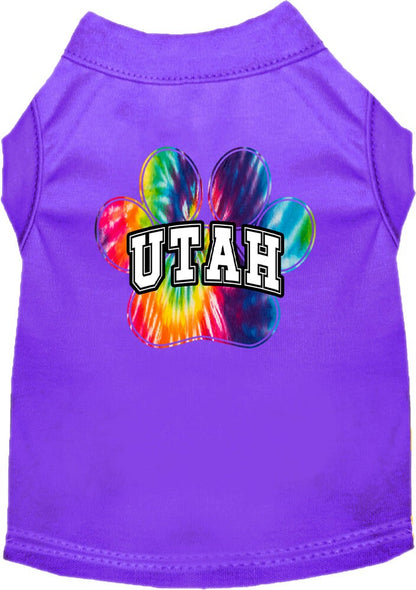 Camiseta serigrafiada para perros y gatos, para mascotas pequeñas y medianas (tallas XS a XL), "Utah Bright Tie Dye"