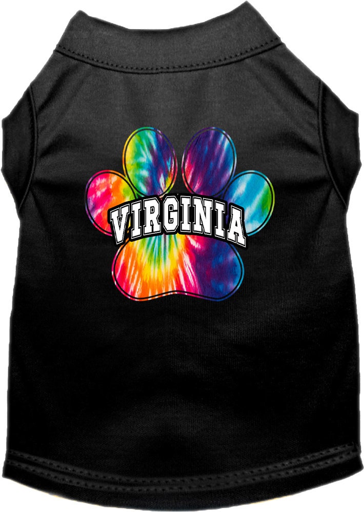 Camiseta serigrafiada para perros y gatos, para mascotas pequeñas y medianas (tallas XS a XL), "Virginia Bright Tie Dye"