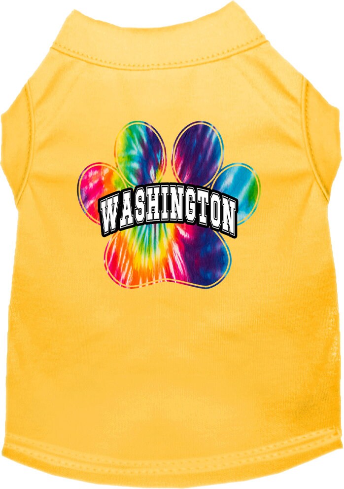 Camiseta serigrafiada para perros y gatos, para mascotas pequeñas y medianas (tallas XS a XL), "Washington Bright Tie Dye"