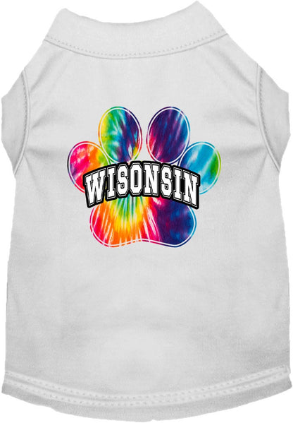 Camisa serigrafiada para perros y gatos, para mascotas pequeñas y medianas (tallas XS a XL), "Wisconsin Bright Tie Dye"