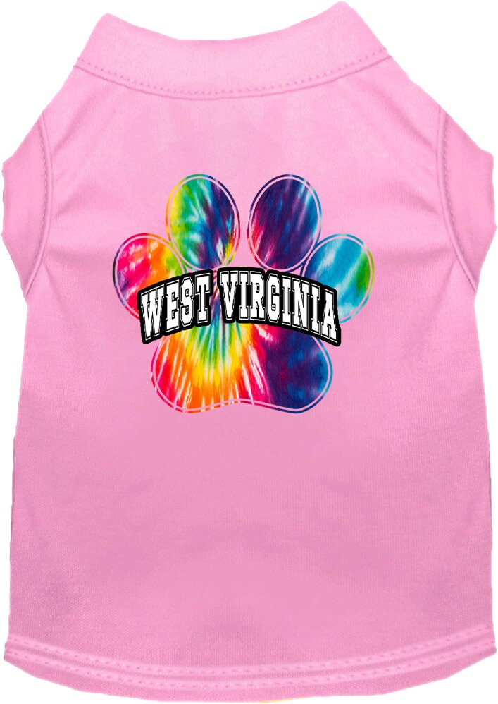 Pet Dog & Cat Screen Printed Shirt for Small to Medium Pets (Sizes XS-XL), "West Virginia Bright Tie Dye"