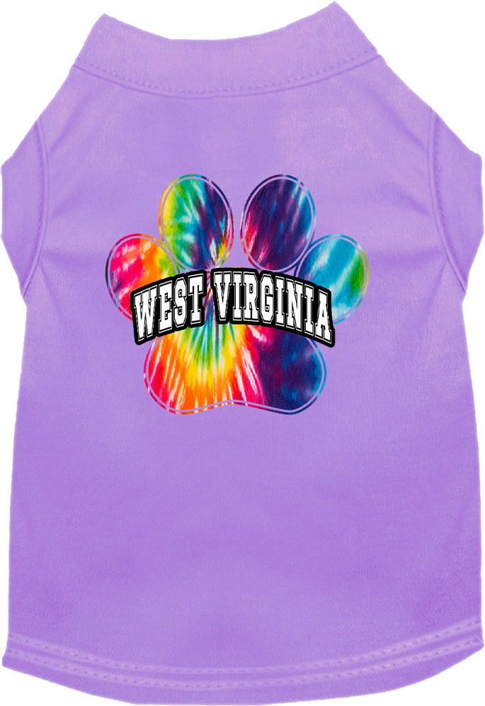 Pet Dog & Cat Screen Printed Shirt for Medium to Large Pets (Sizes 2XL-6XL), "West Virginia Bright Tie Dye"