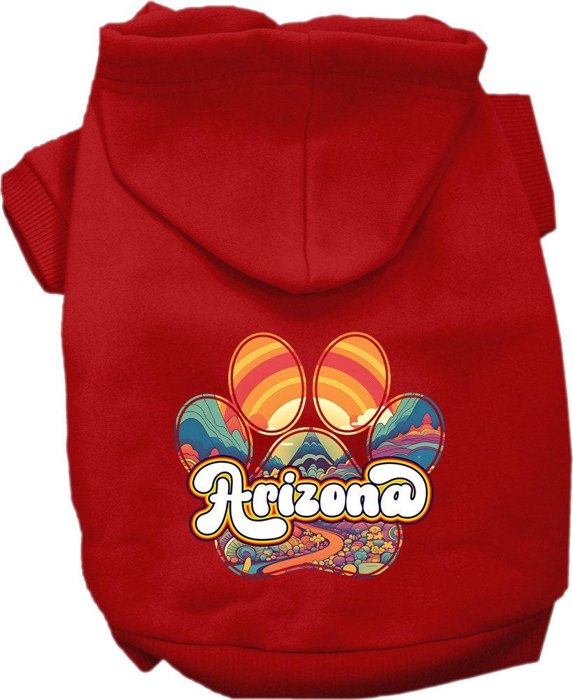 Sudadera con capucha serigrafiada para perros y gatos, para mascotas pequeñas y medianas (tallas XS a XL), "Arizona Groovy Summit"