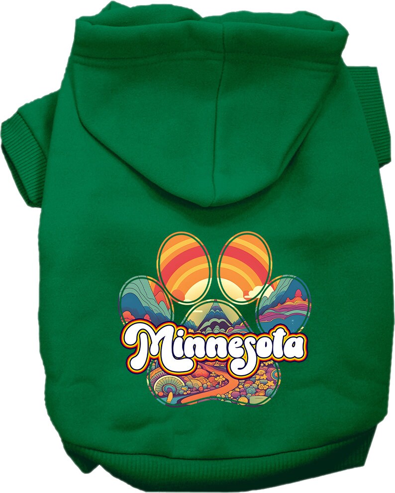 Sudadera con capucha serigrafiada para perros y gatos, para mascotas pequeñas y medianas (tallas XS a XL), "Minnesota Groovy Summit"